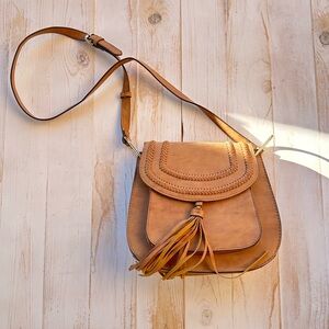 Tan Faux Leather Crossbody Bag